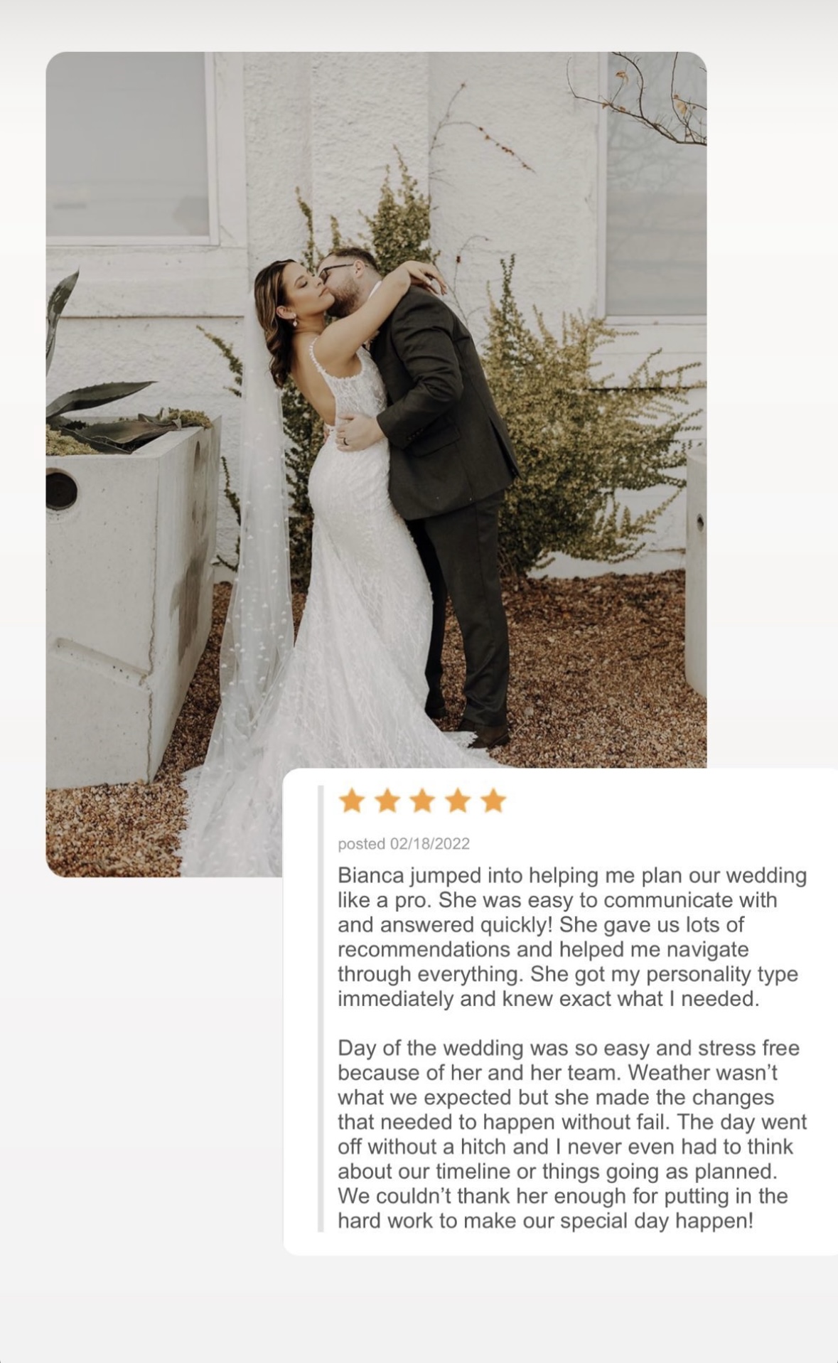 Example of how to share your wedding business reviews